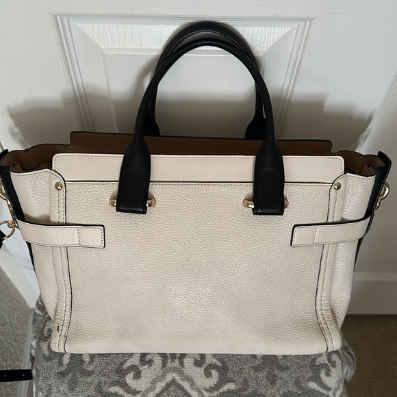 NWOT Coach cream with black Leather carryall - Picture 5 of 15